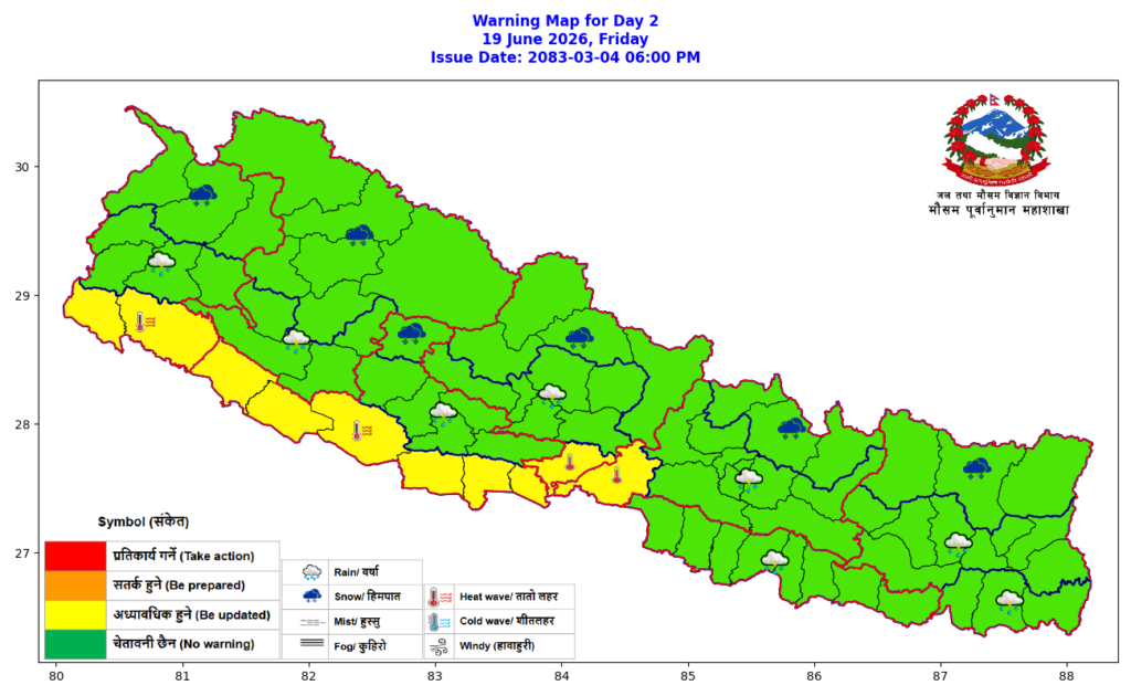 आजको मौसम, पश्चिम तराईका केही क्षेत्रमा तापक्रम बढ्दै